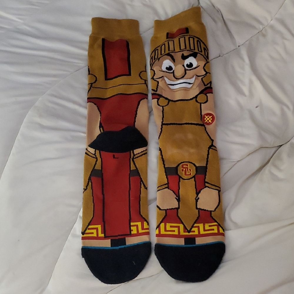 USC TROJAN Design Casual Socks in Tan and Black - Picture 5 of 5